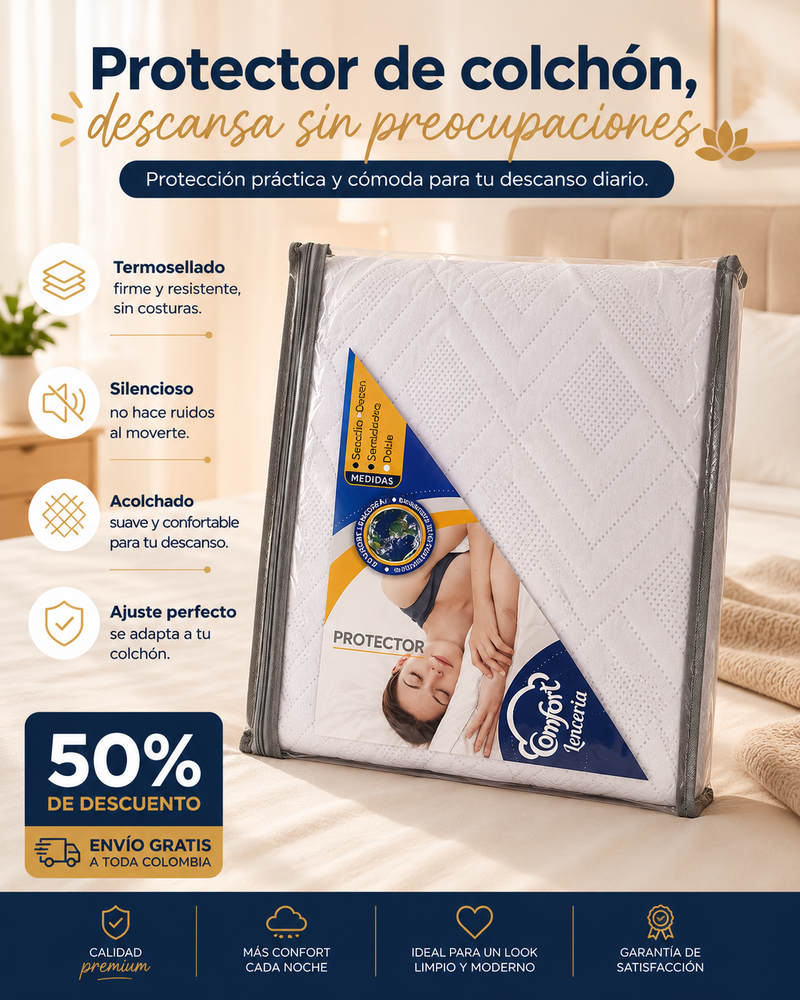Protector de Colchón Premium Termosellado Antialérgico
