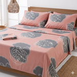 Juego de Sábanas Rosado Gris Premium 180 Hilos Ajuste Perfecto