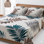 Juego de Sábanas Estampado Hojas Premium 180 Hilos Ajuste Perfecto