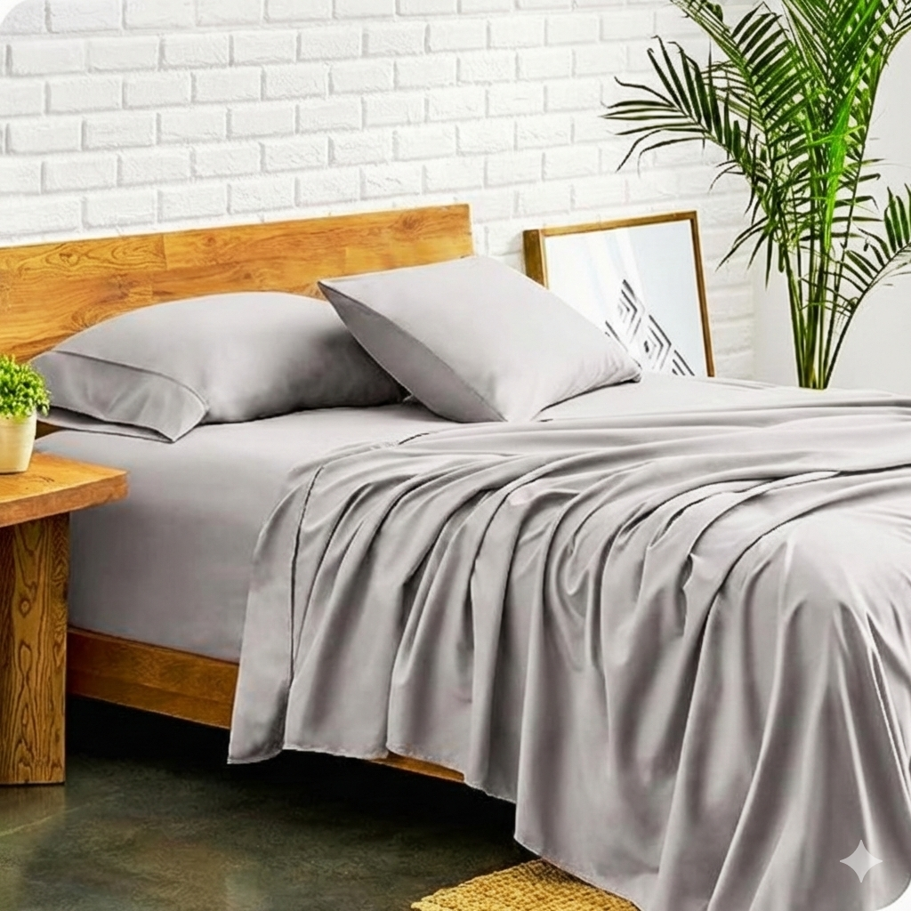 Juego de Sábanas Gris Plata Premium 180 Hilos – Suavidad Total, Frescas y Ajuste Perfecto