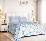 Colcha Doble Faz en Polialgodón Bloom Azul Flores