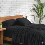 Juego de Sábanas Negro Premium 180 Hilos – Suavidad Total, Frescas y Ajuste Perfecto