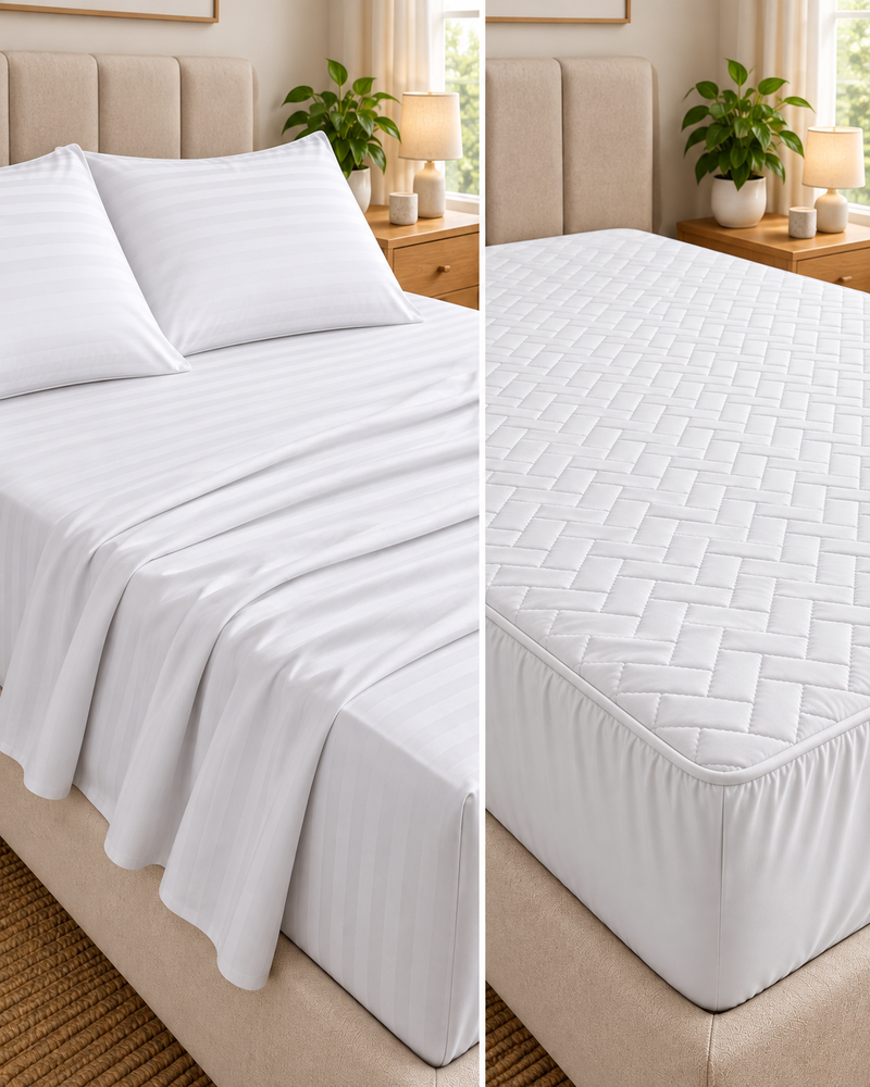 Combo Sábanas Premium + Protector Termosellado Antialérgico